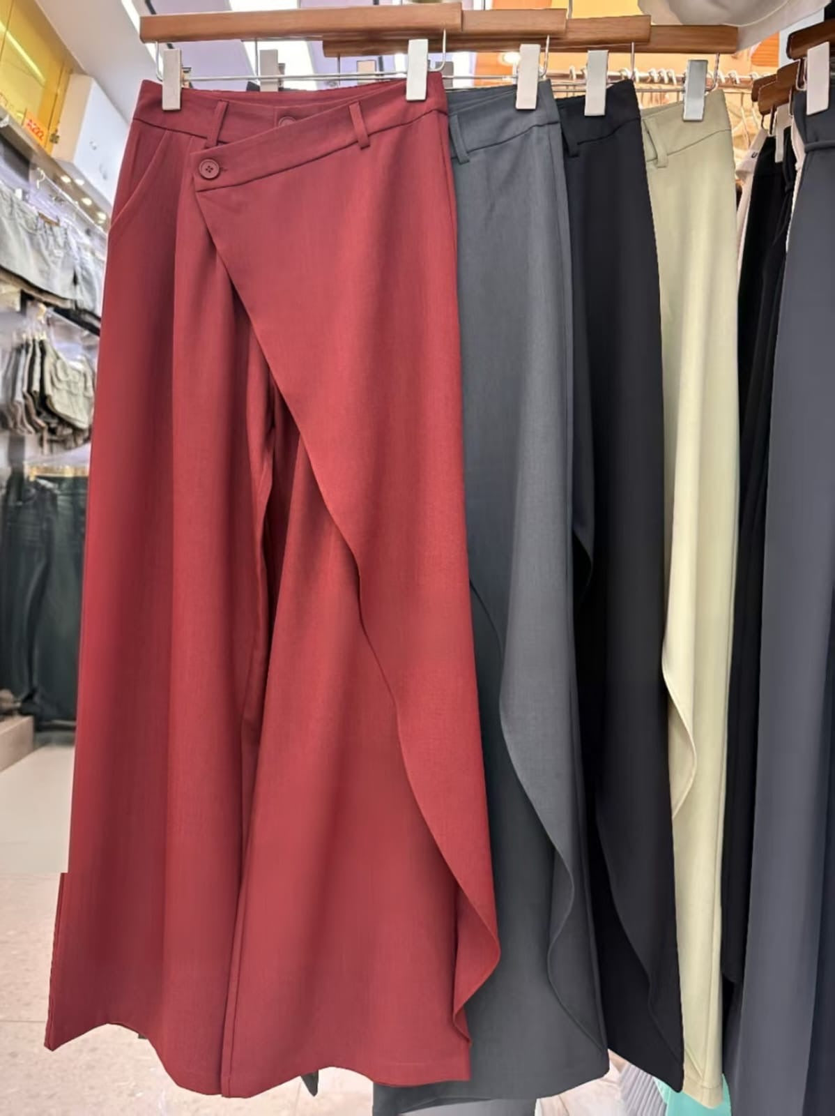 Esra Asymmetrical Ruffle Wide Leg Pants