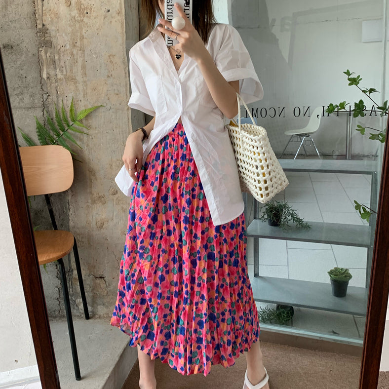 Hawa Pocket Button Up + Printed Long Skirt