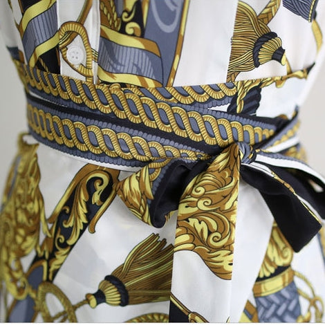 Brocade Printed Wrap Dress