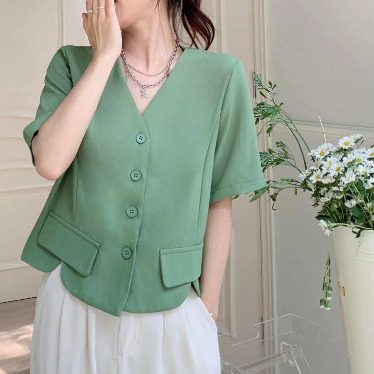 Tasmin Short Sleeve Blazer Top