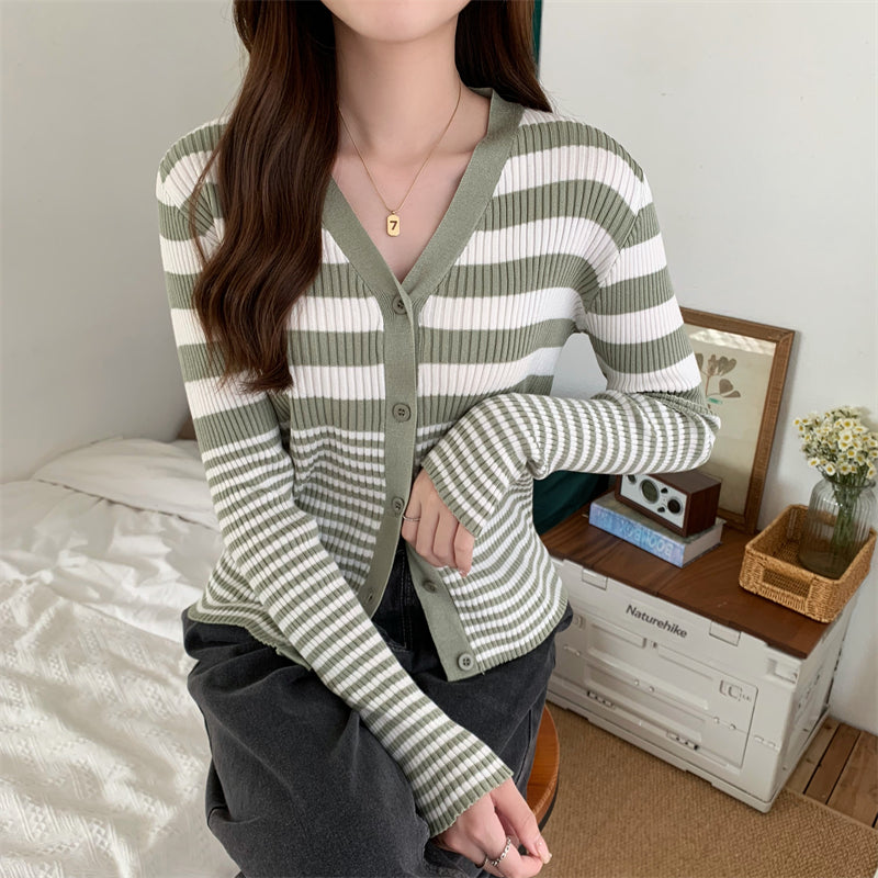 Lyla Stripe Knit Cardigan Top