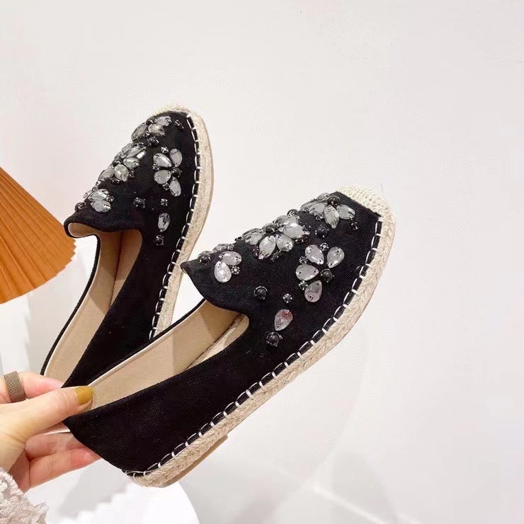 Floral Motif Embellishment Rope Flats