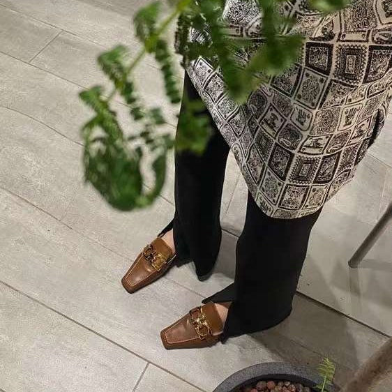 Tara Square Toe Buckle Loafers