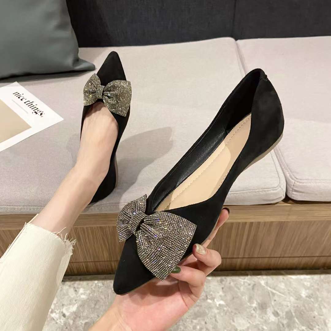 Logan Bling Ribbon Bow Pointed Flats