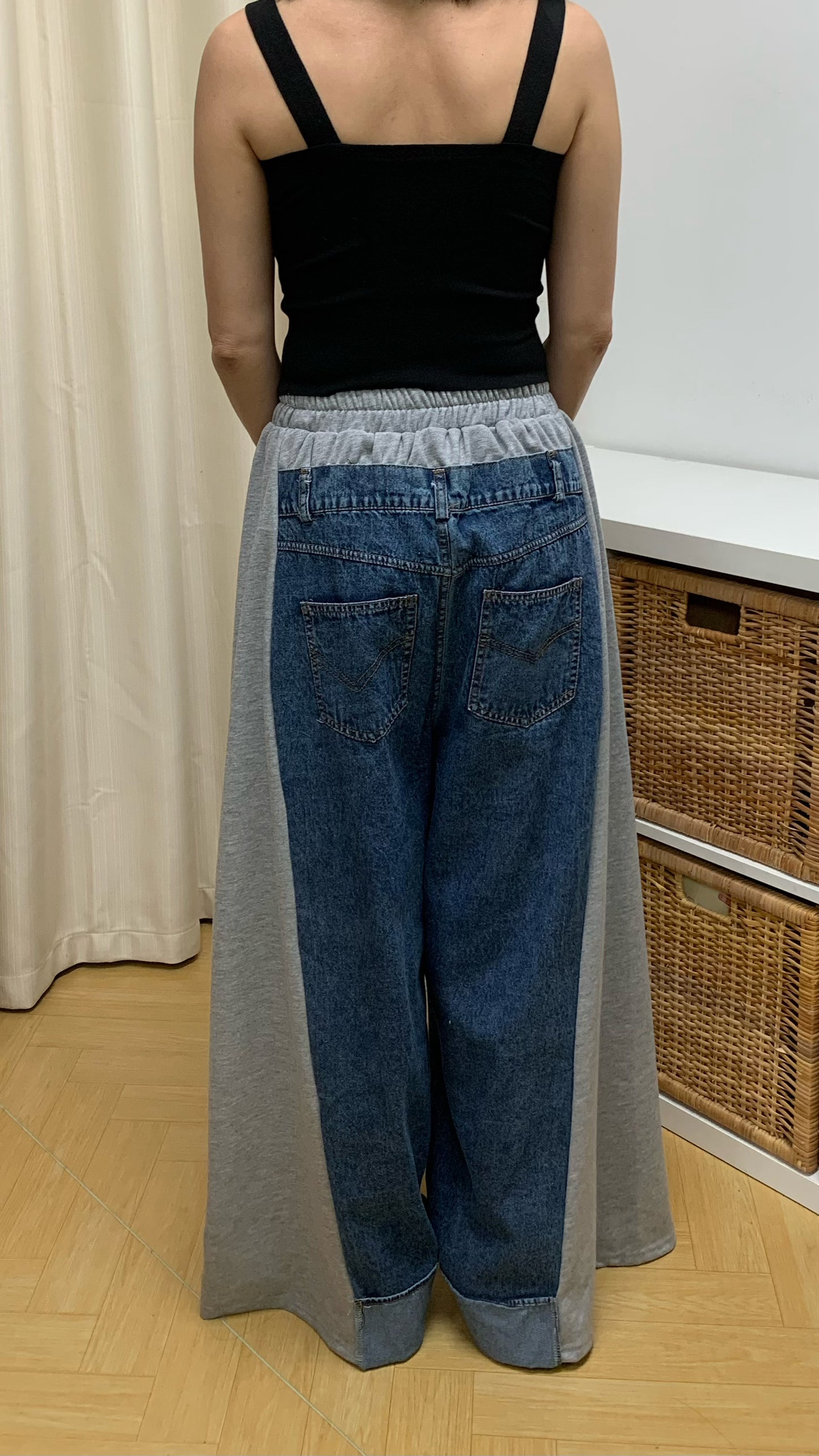 Spliced Denim Wide Leg Pants (Grey) [Ref : 24799050]