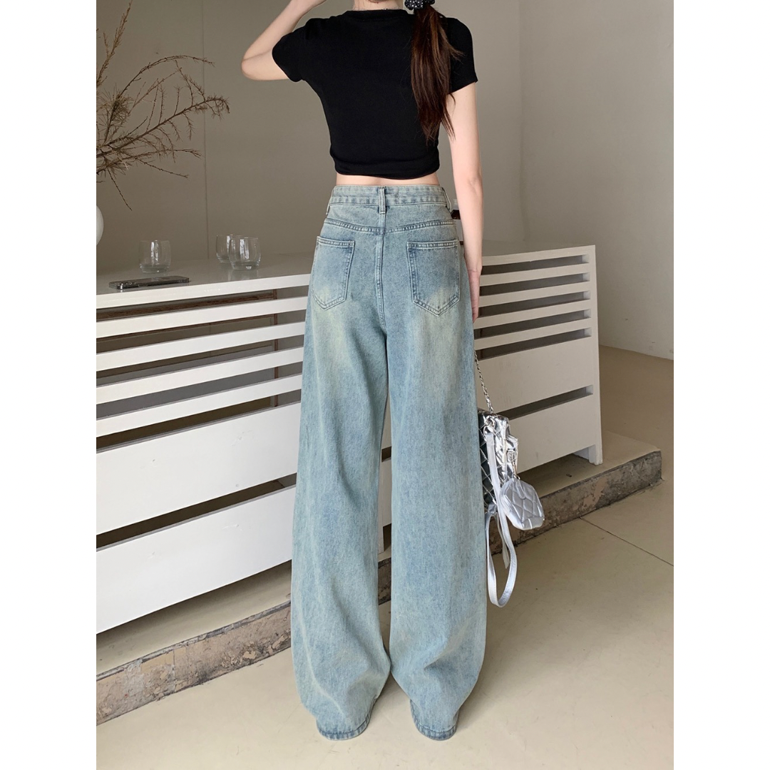 Ribbon Bow Wide Leg High Waist Jeans