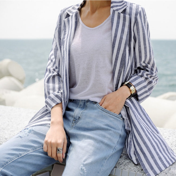Paola Cotton Linen Striped Jacket
