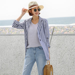 Paola Cotton Linen Striped Jacket