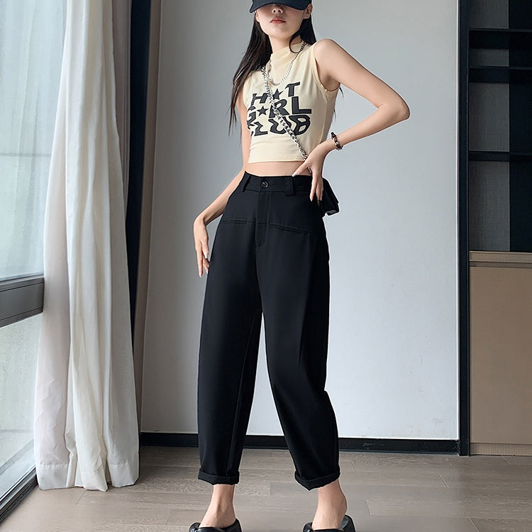 Ramie High Waist Harem Pants