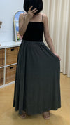 Elastane-Waist Maxi Slip Skirt (Dark Grey) [Ref : 24266612]
