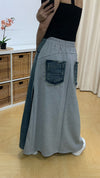Spliced Denim Maxi Skirt (Grey) [Ref : 24799033]