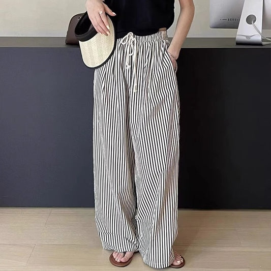 Oprah Striped Elastic Waist Casual Pants