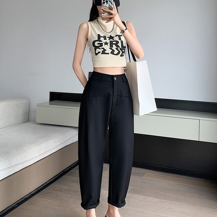 Ramie High Waist Harem Pants