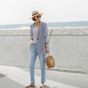 Paola Cotton Linen Striped Jacket