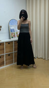 Elastane-Waist Maxi Slip Skirt (Black) [Ref : 24266612]