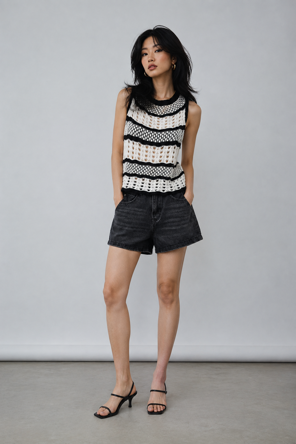 BENNETT HOLLOW KNIT T-BACK TOP