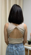 Triangle Peek-A-Boo Back Tank Top (Beige) [Ref : 24201215]