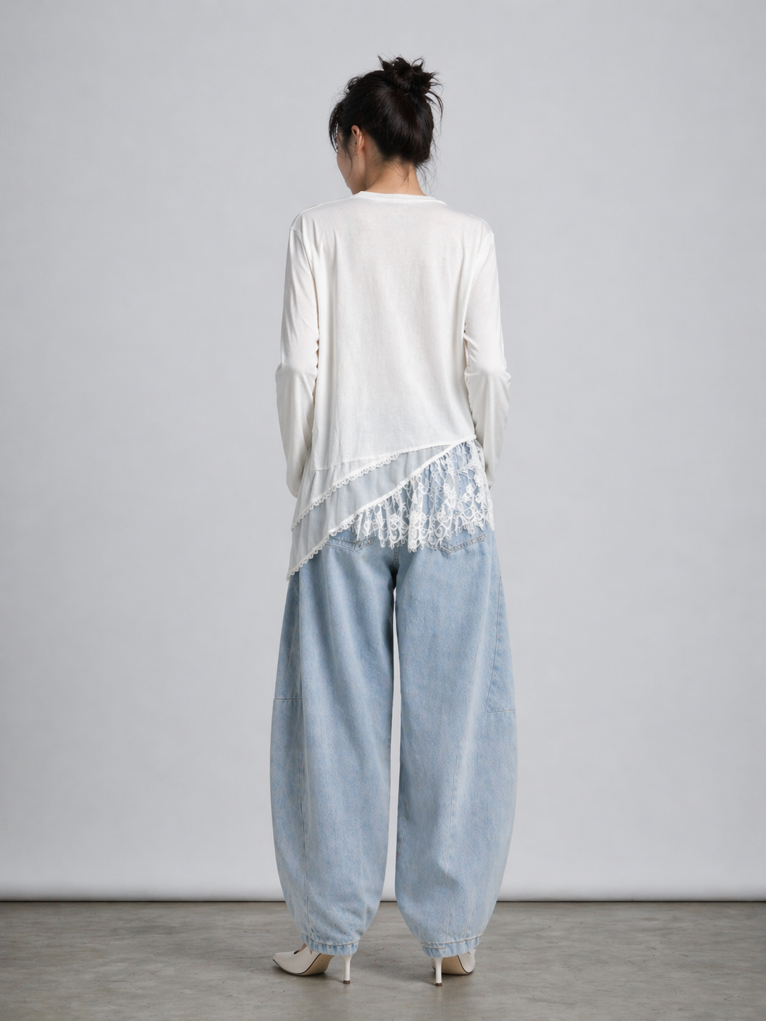 Candice Long Sleeve Eyelash Lace Hem Top