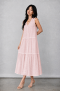 Tessa Lace Trim Button-Down Layered Dress