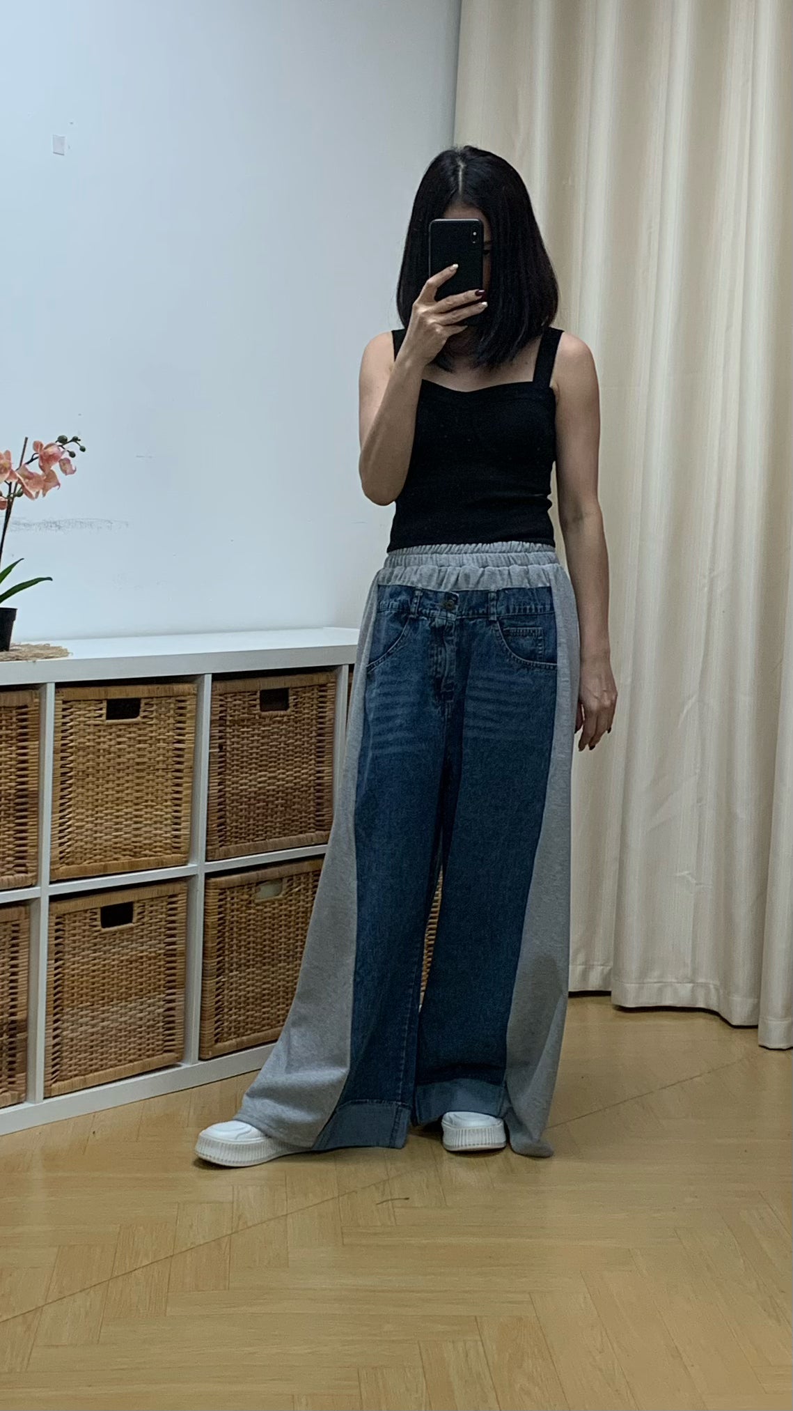 Spliced Denim Wide Leg Pants (Grey) [Ref : 24799050]