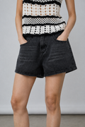 Naya High Waist Distressed-Edge Denim Shorts