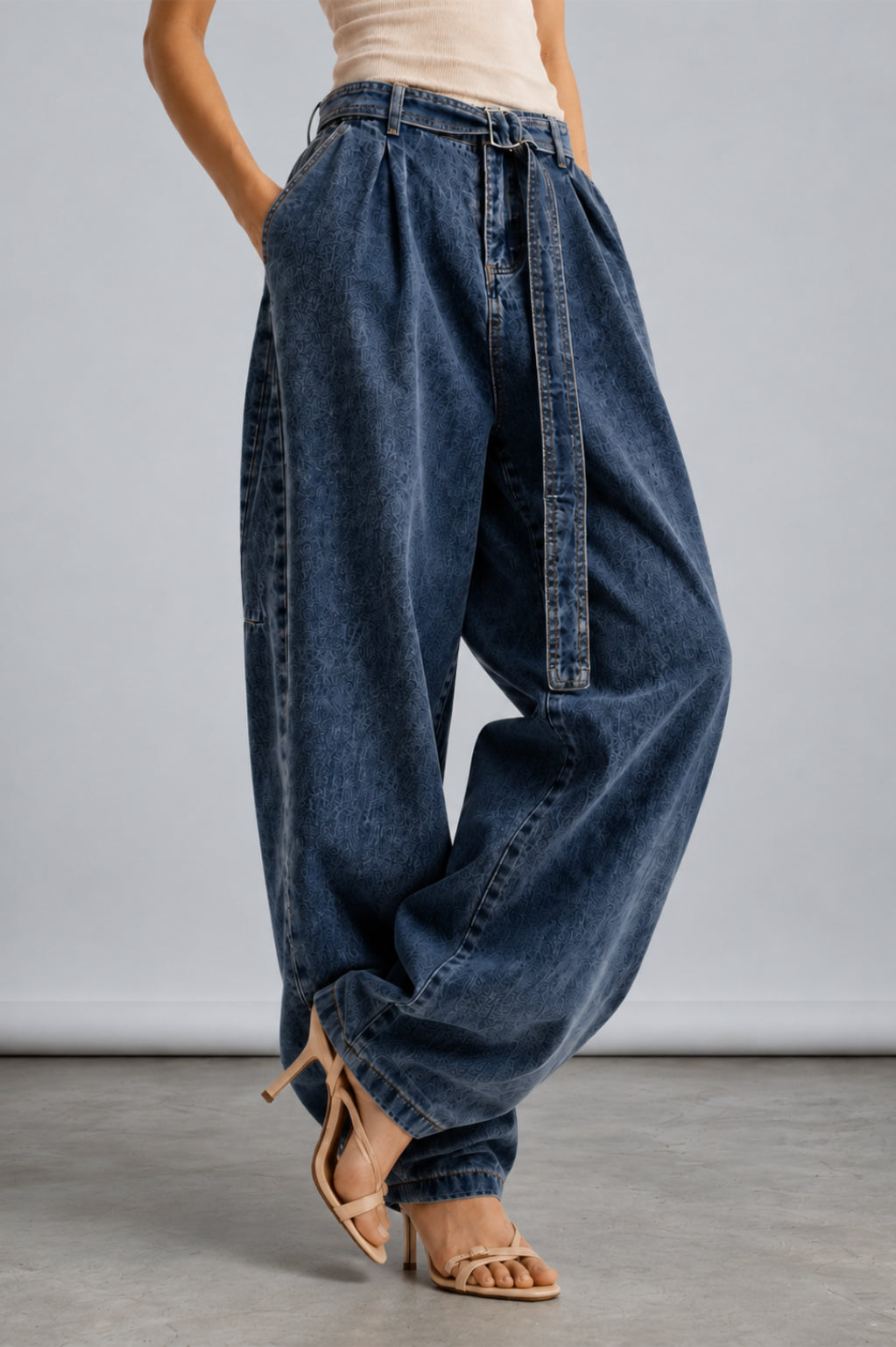 Anderson Belted Barrel Jeans