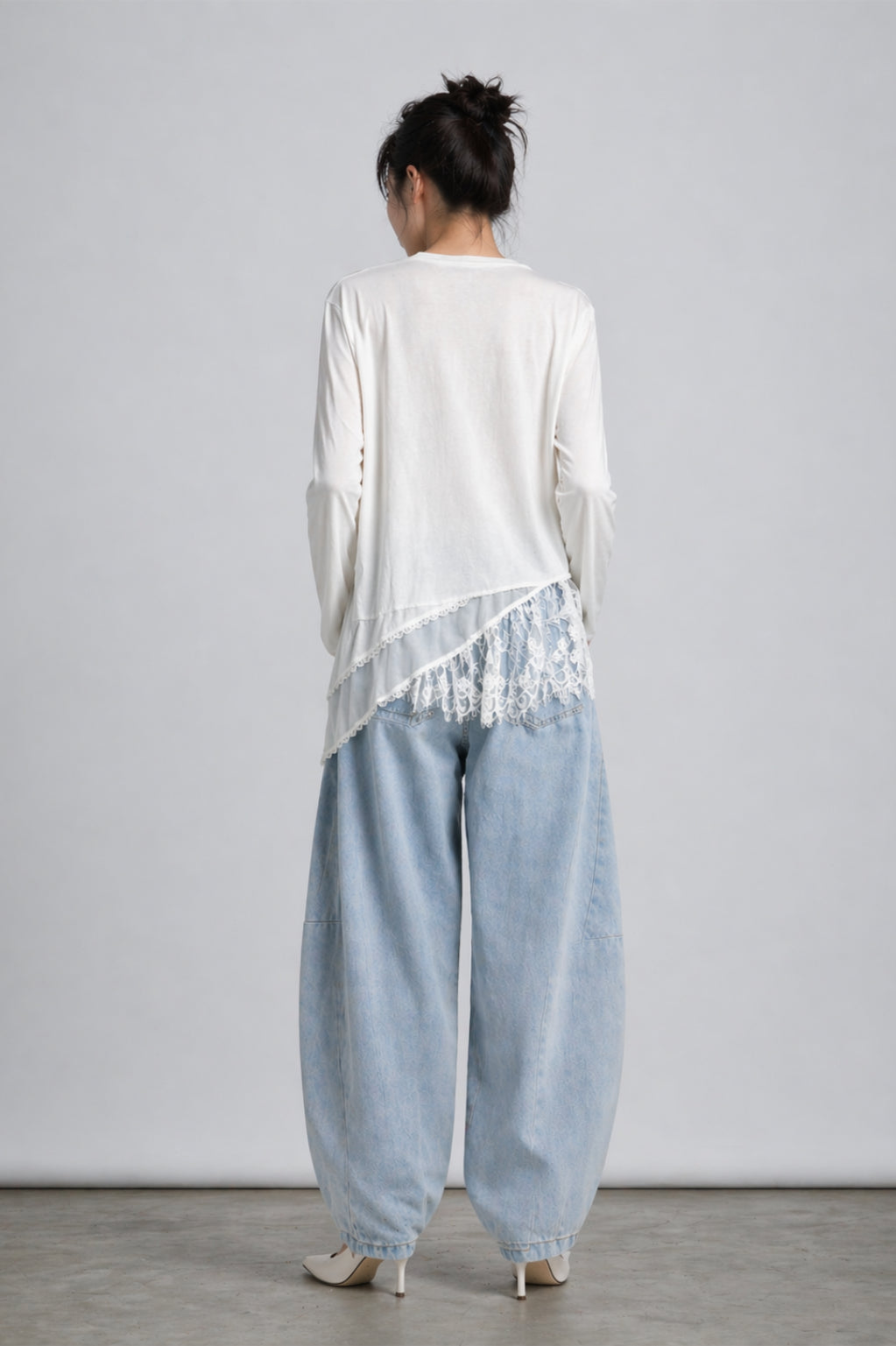 Candice Long Sleeve Eyelash Lace Hem Top