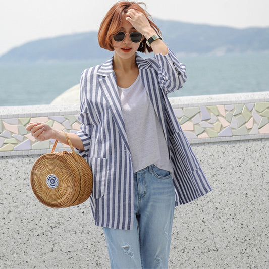 Paola Cotton Linen Striped Jacket