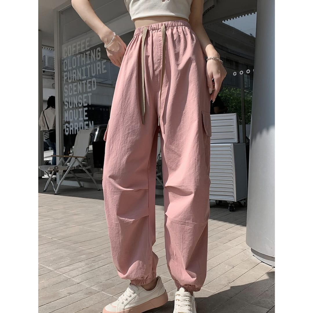 Elasticized Waistband Harem Pants