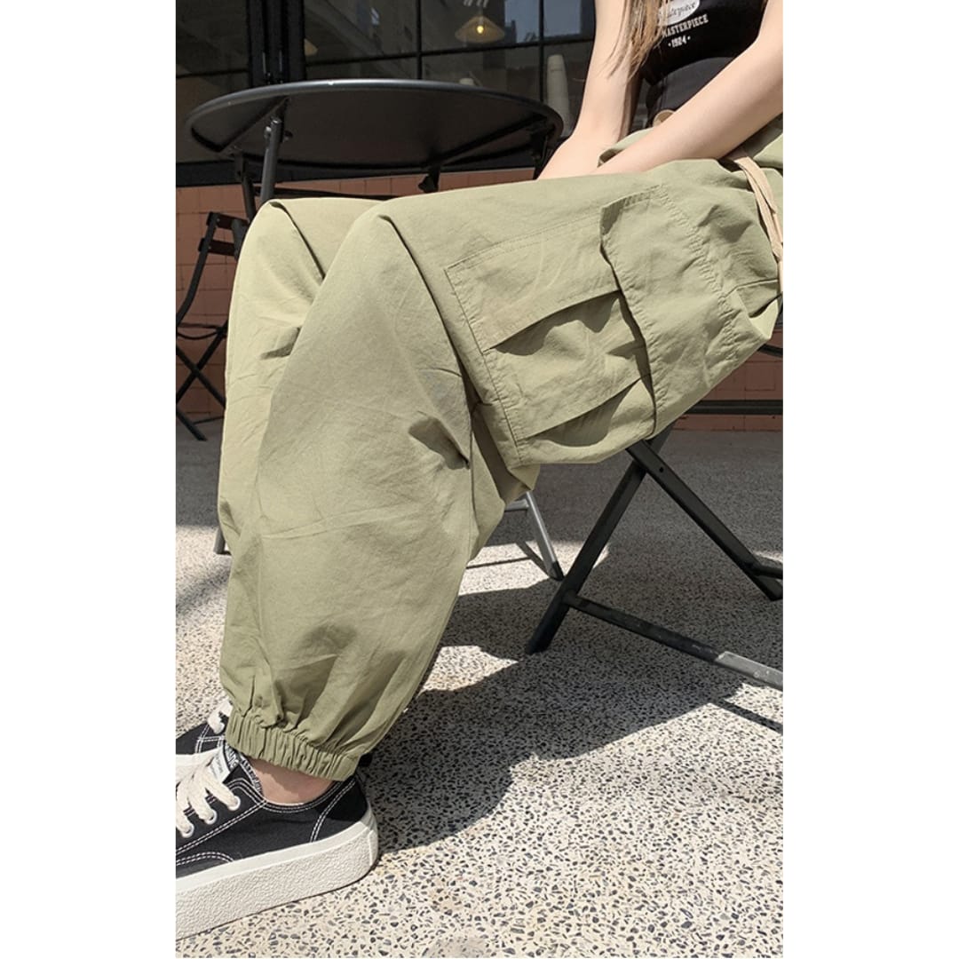 Elasticized Waistband Harem Pants