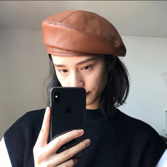 Bianca PU Beret Cap