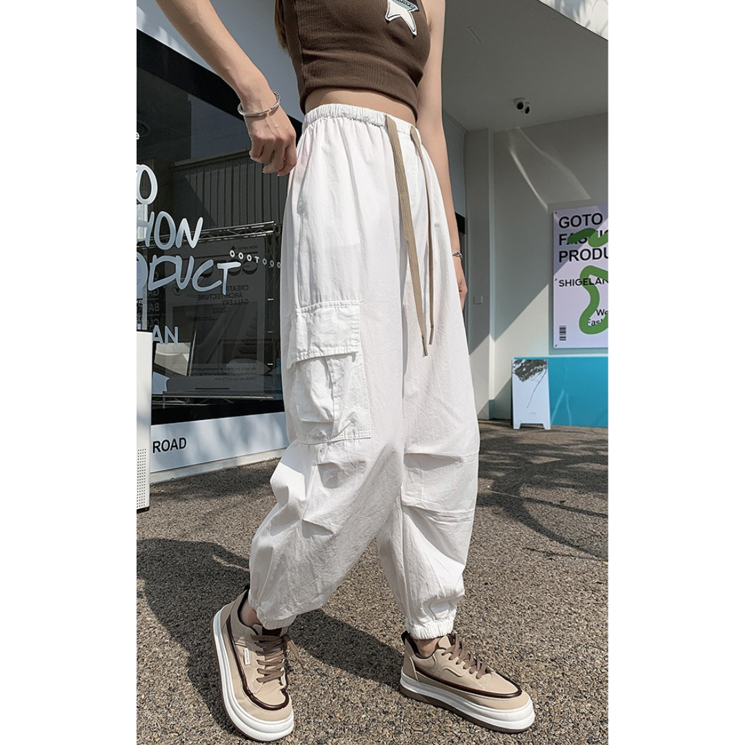 Elasticized Waistband Harem Pants