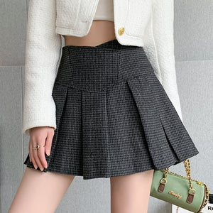 Fay Houndstooth Pleated Skirt