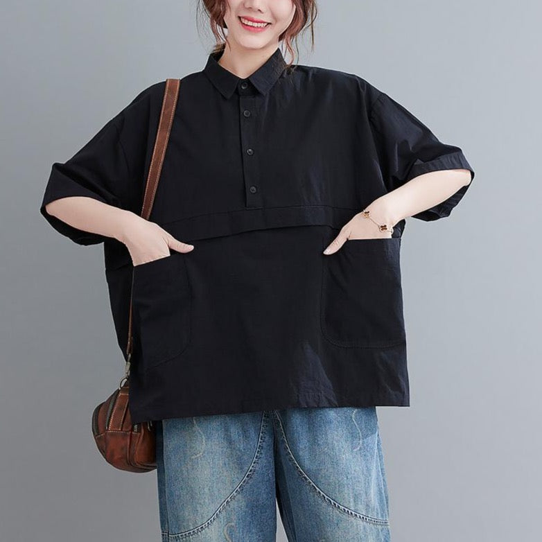 Meda Oversized Button Down Blouse