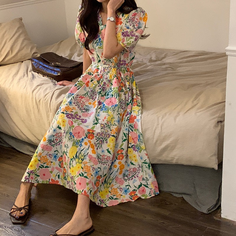 Otzie Floral Puff Sleeve Midi Dress