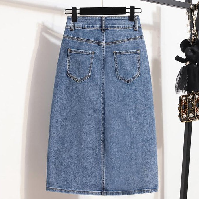 Mitzie Front Slit Denim Skirt