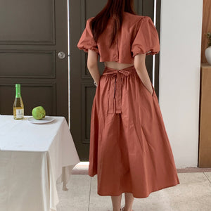 Shamin Backless Puff Sleeve Dress