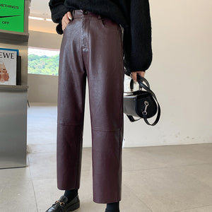 Ayeong PU Leather Pants