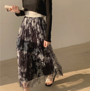 Eman Dyed Long Pleated Skirt