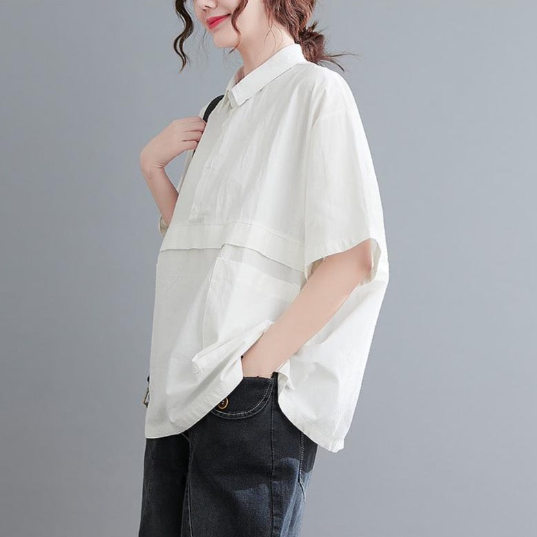 Meda Oversized Button Down Blouse