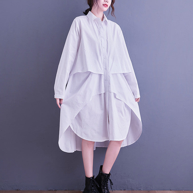 Des Layered Collar Shirt Dress