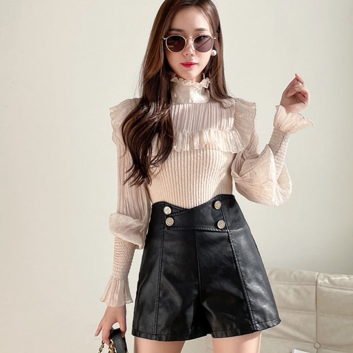 Rain High Waist PU Shorts