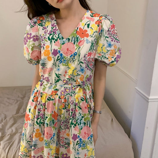 Otzie Floral Puff Sleeve Midi Dress