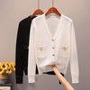 Gold Button Long Sleeve Knit Cardigan