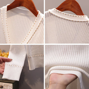 Gold Button Long Sleeve Knit Cardigan