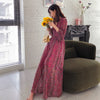 Floral Bubble Long Sleeve Maxi Dress