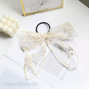 Embroidery Lace Ribbon Hair Tie and Hair Clip