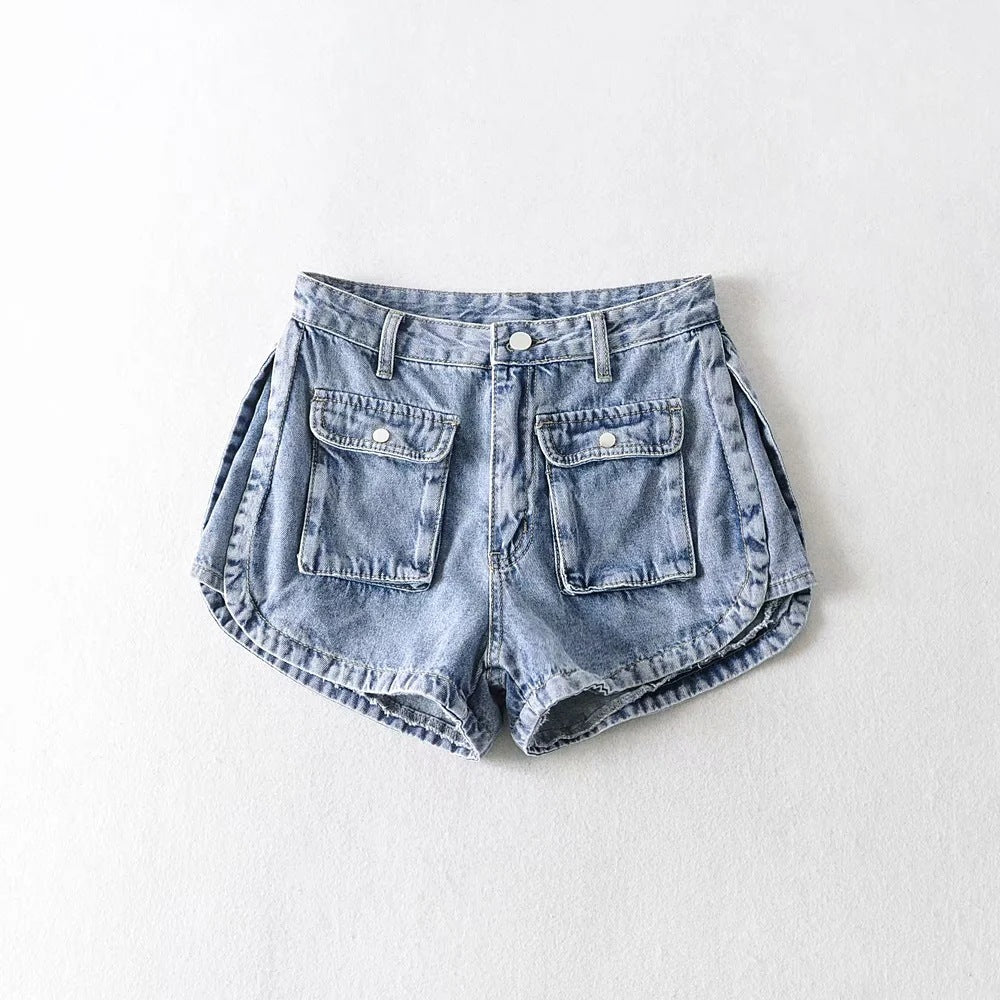 Pocket High Waist Denim Shorts