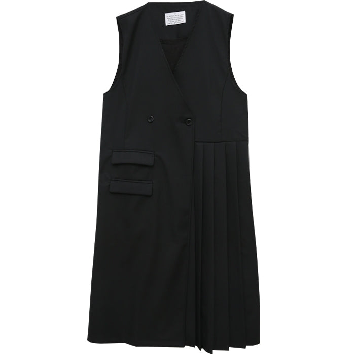 Tuxedo Pleated Vest Dress