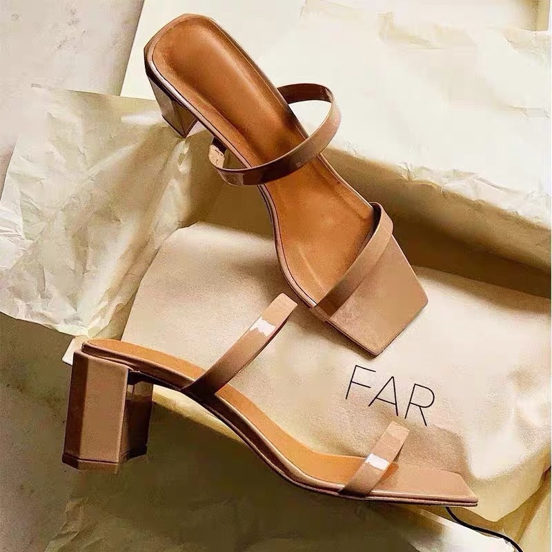 Strappy Open Toe Block Heel Sandals